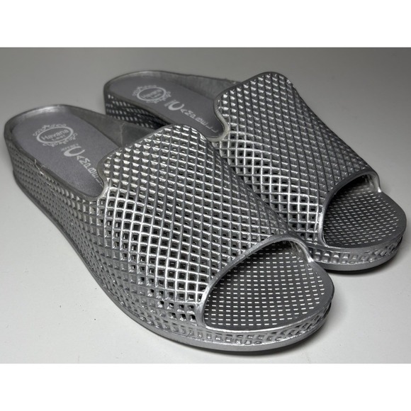 Jeffrey Campbell Havana Last Fling Jelly Wedge Sandal Silver Slides Size 9 Chic - Picture 9 of 9